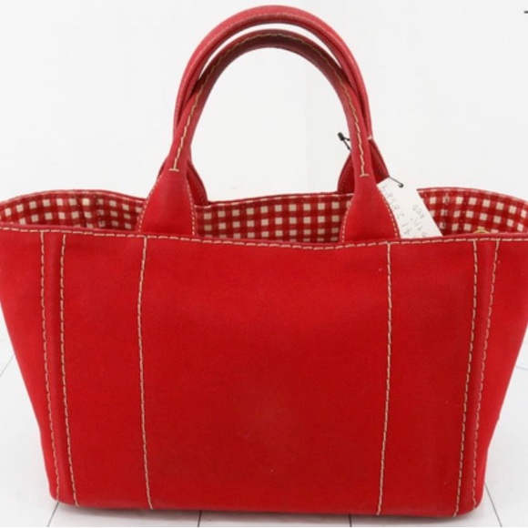 Prada Red check Canapa tote - Picture 2 of 10